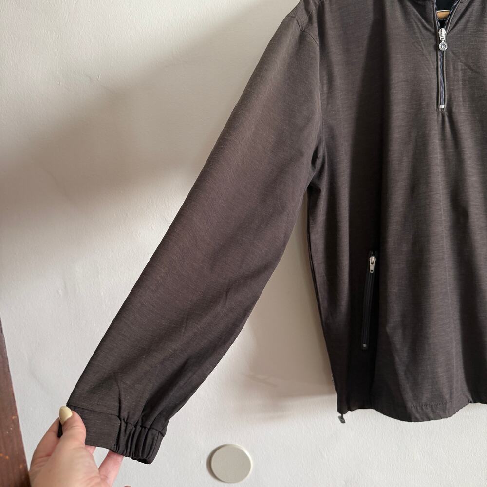 LINKSOUL | Morris Black Brown quarter Zip Windbreaker Jacket Large Golf Jacket - Picture 3 of 8